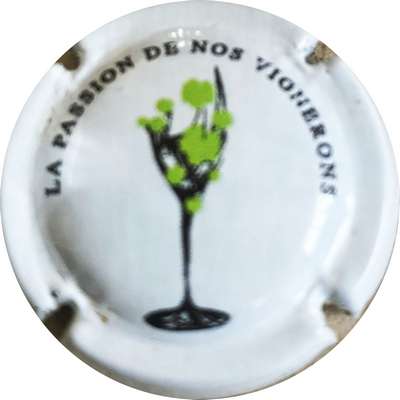 N°06a Fond blanc, Flûte, inscription La passion de nos vignerons
Photo MH Millot
