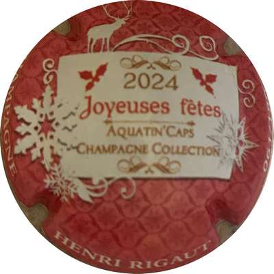 N°NR Rouge, blanc et or, Joyeuses fêtes 2024, Aquatin'Caps Champagne Collection, 180 exemplaires numérotés
Photo MH Millot

